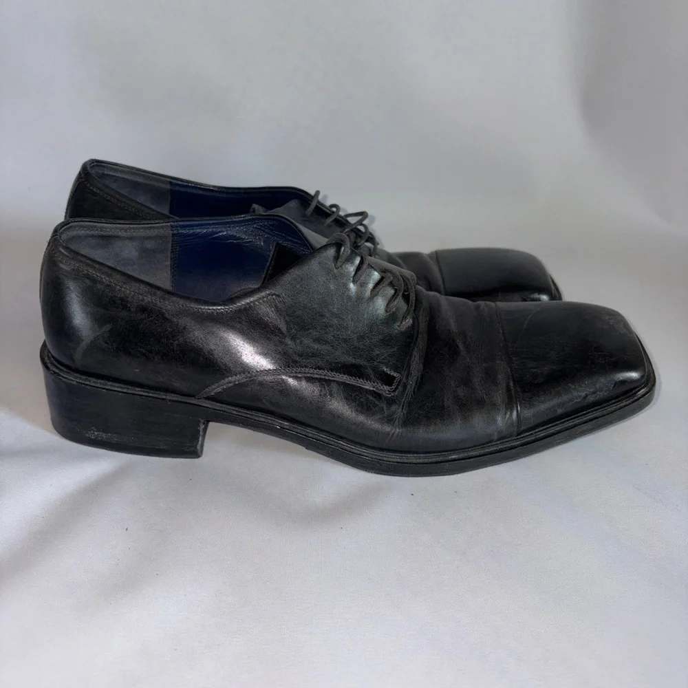Salvatore Ferragamo Black Leather‎ Lace-Up Derby Shoes Size 8